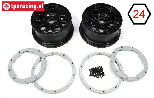 LOS45015 Rim with Beadlock DBXL-E Black-Grey, Set