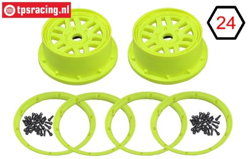 LOS45024 Wheel with beadlock Yellow, Set