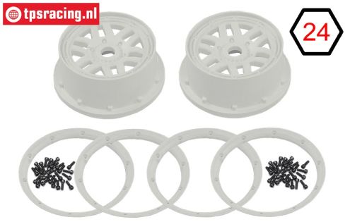 LOS45026 Wheel with beadlock White, Set