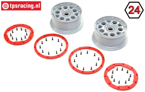 LOS45033 LOSI DBXL-E 2.0 Rims Grey/Red, Set