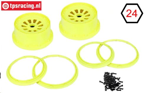 LOSB7035 Rims with beadlock neon yellow Ø120-W60 mm, Set