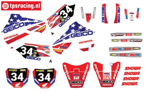 CS0980/58 PROMOTO decals Honda GEICO USA, set