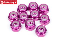 HPIZ867 Alloy Lock Nut M4 Purple, 10 pcs