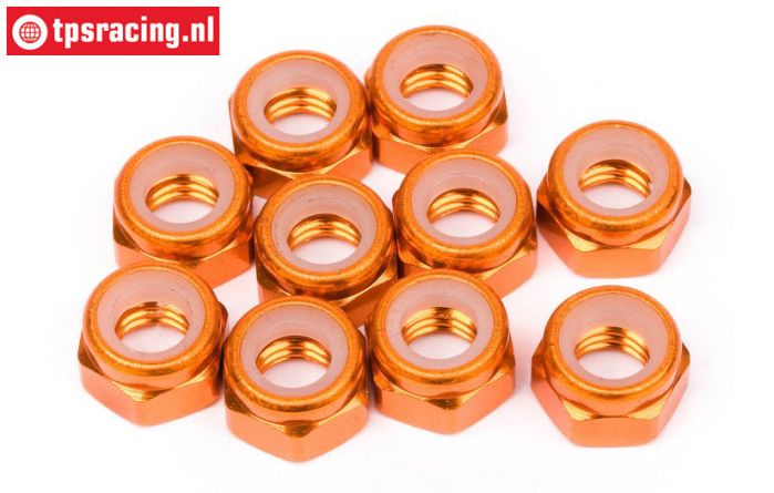 HPIZ868 Alloy Lock Nut M4 Orange, 10 pcs