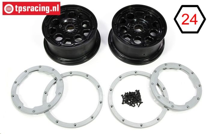 LOS45015 Rim with Beadlock DBXL-E Black-Grey, Set