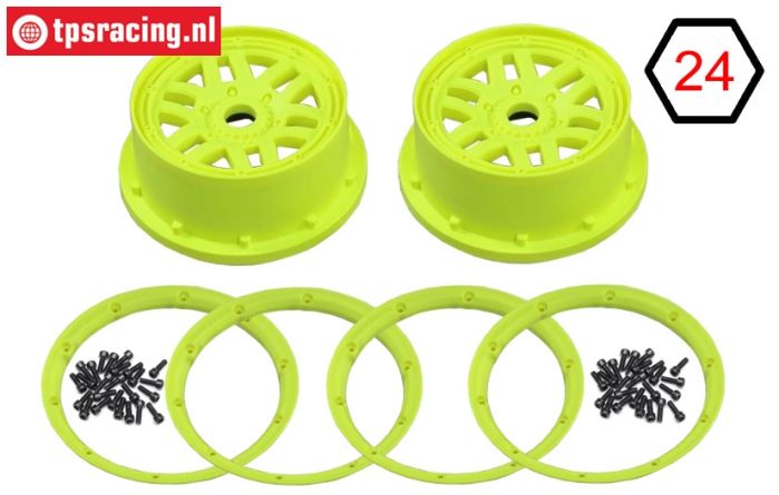 LOS45024 Wheel with beadlock Yellow, Set