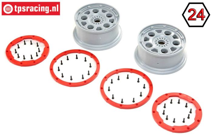 LOS45033 LOSI DBXL-E 2.0 Rims Grey/Red, Set