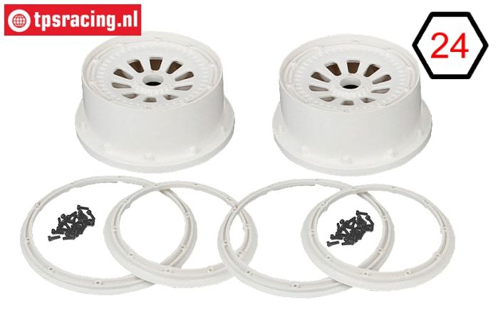 LOSB7033 Rims with beadlock White Ø120-W80 mm, Set