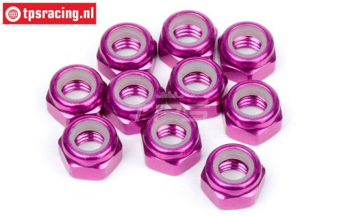 HPIZ867 Alloy Lock Nut M4 Purple, 10 pcs