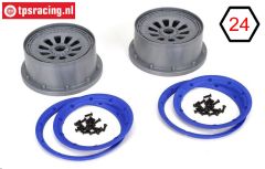LOSB7027/B Rims with beadlock Grey-Bleu Ø120-W60 mm, Set