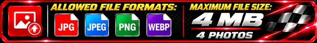 Allowed images - JPG JPEG PNG WEBP - maximum 5 MB per image - maximum 4 images